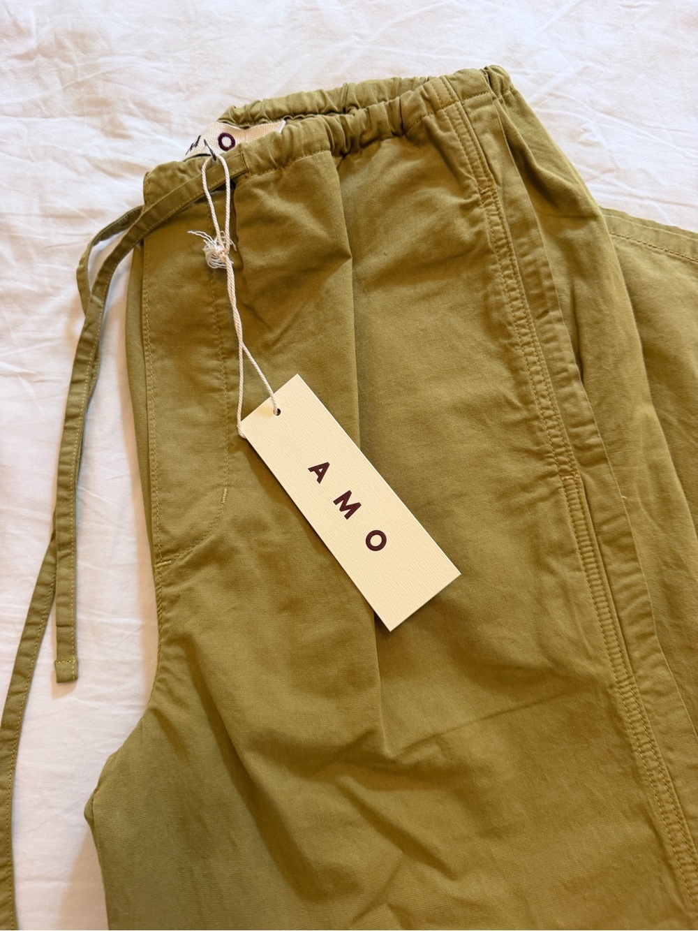 Amo Denim Simone Barrel Poplin Drawstring Pants in Sprig - NWT - Picture 8 of 8